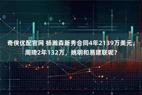 奇侠优配官网 杨瀚森新秀合同4年2139万美元，周琦2年132万，姚明和易建联呢？